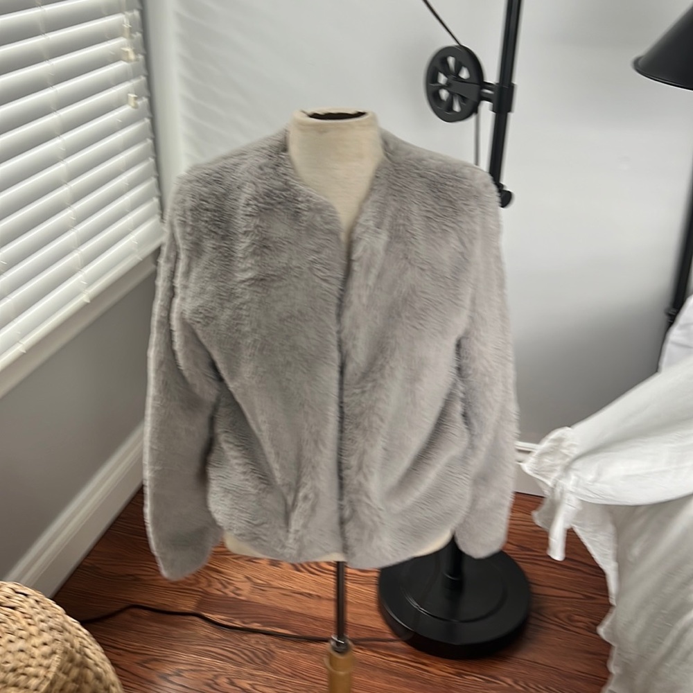 Wild fable gray faux fur jacket